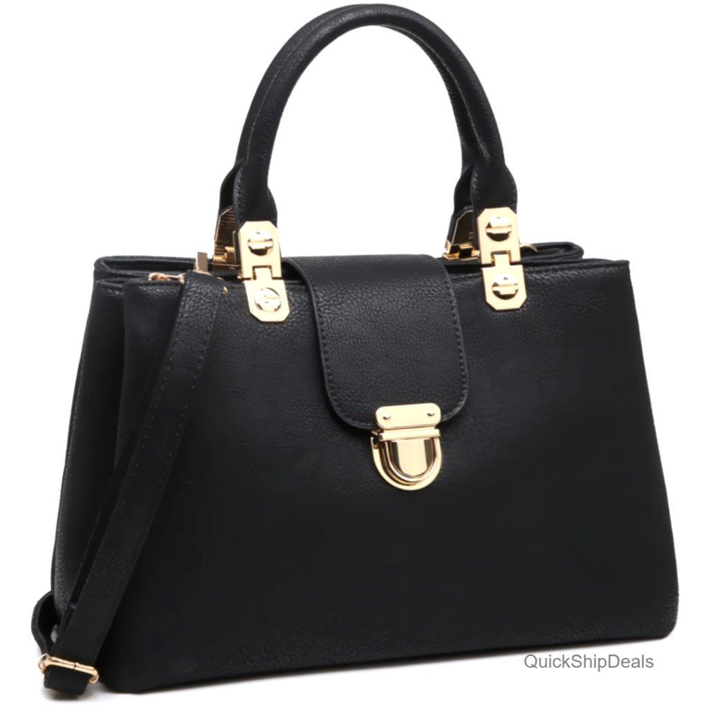 Medium Vegan Leather Satchel Tote Bag With Top Handle And Shoulder Strap